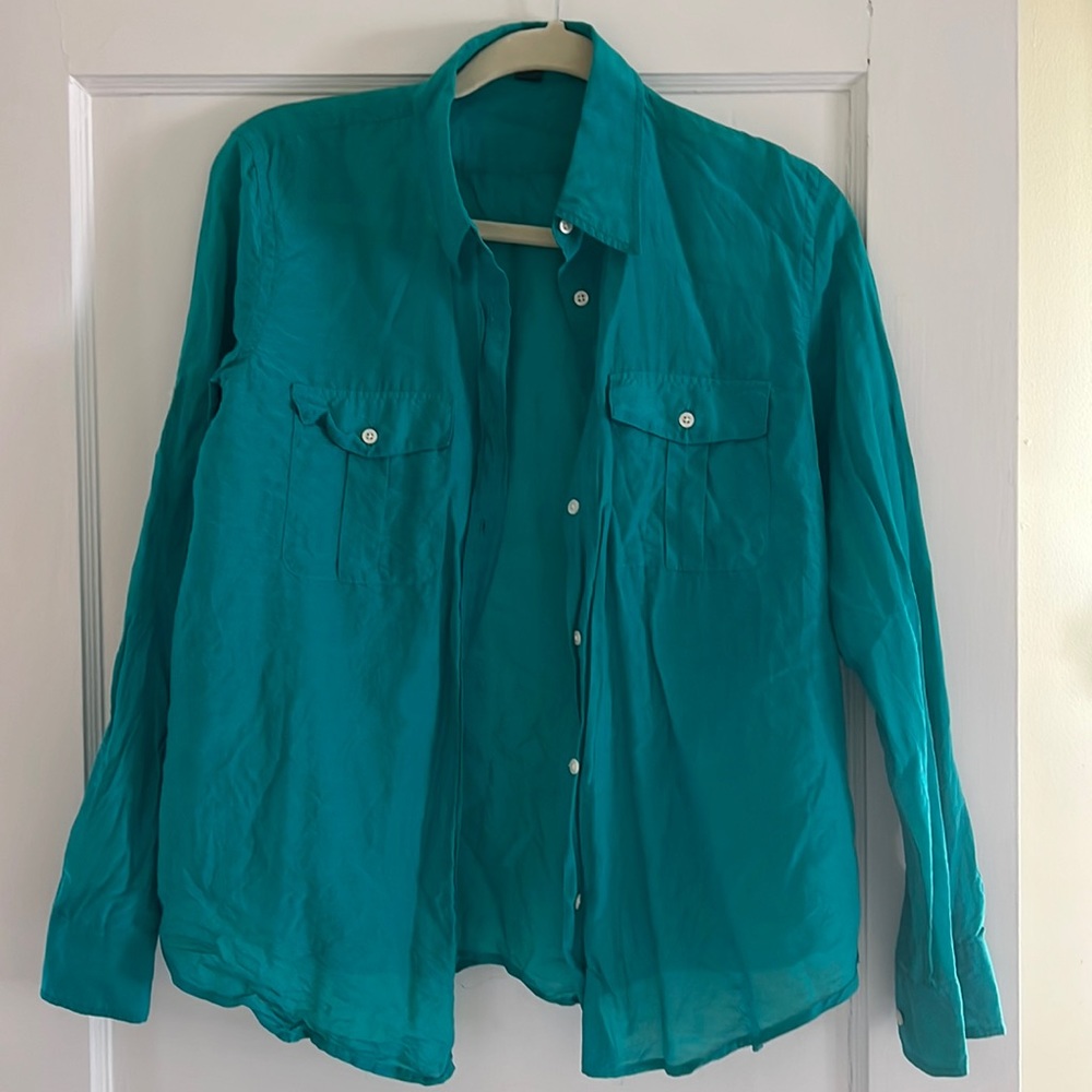 Ralph Lauren turquoise collared button down shirt size large